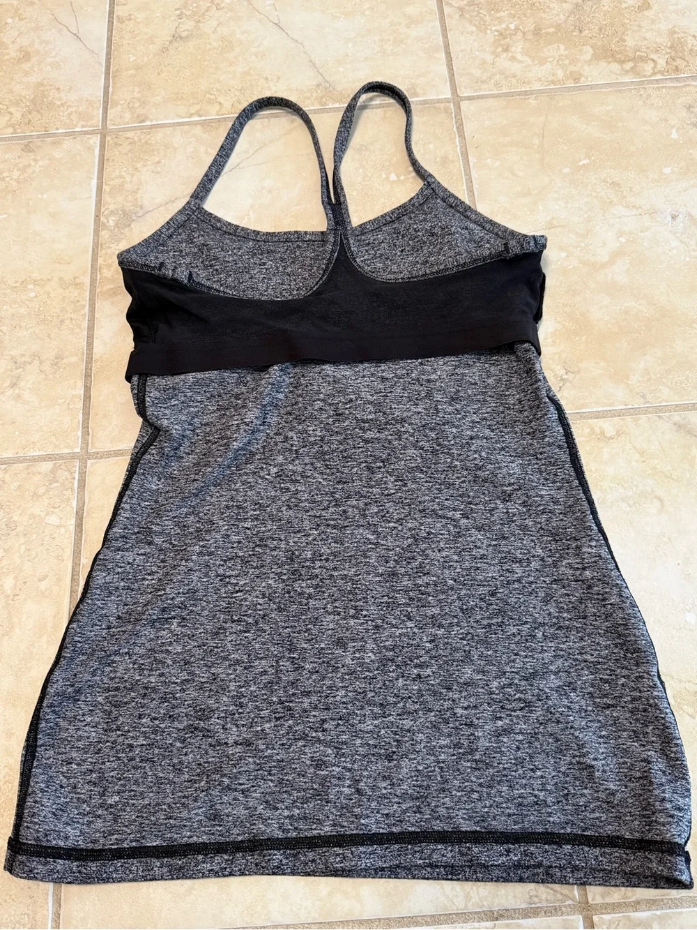 Lululemon Women’s Tank Top Size S Gray Heather Built-In Bra Strappy Yoga Athleti